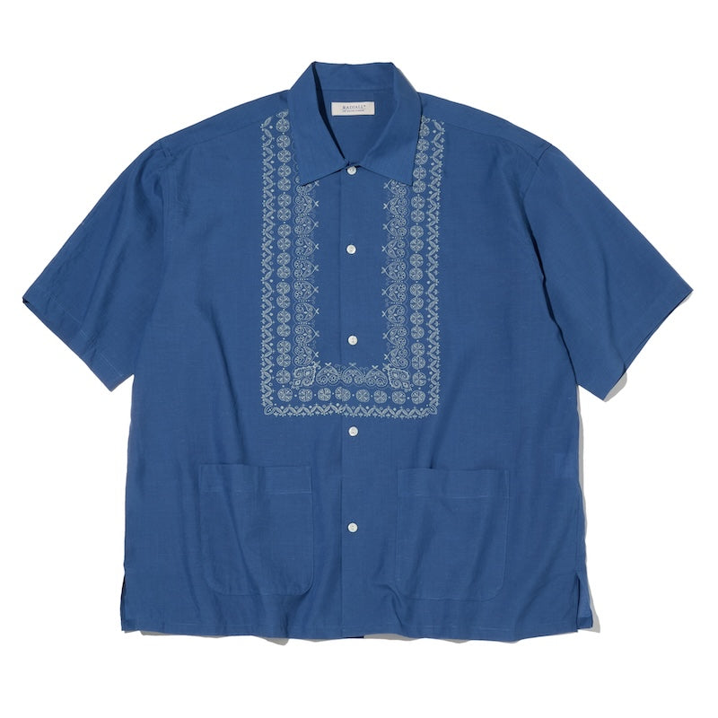 RADIALL　S/Sシャツ　"NATIVE LEI OPEN COLLARED SHIRT S/S"　(Blue)