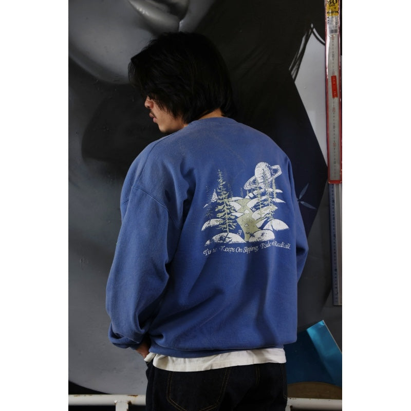 RADIALL クルースウェット GALAXIAN CREW SWEAT ブルー 着用 背面