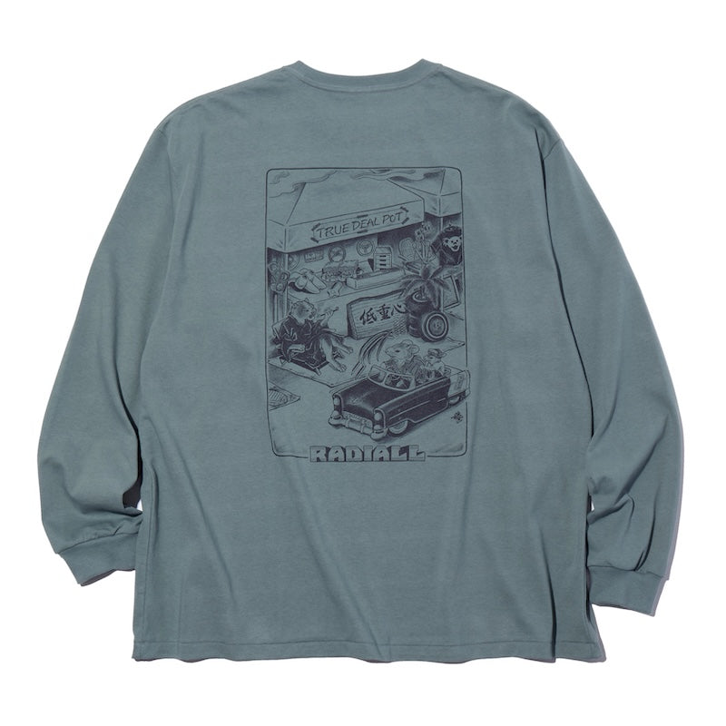 RADIALL L/STシャツ CHOJU GIGA CREW NECK T-SHIRT L/S グリーン 背面