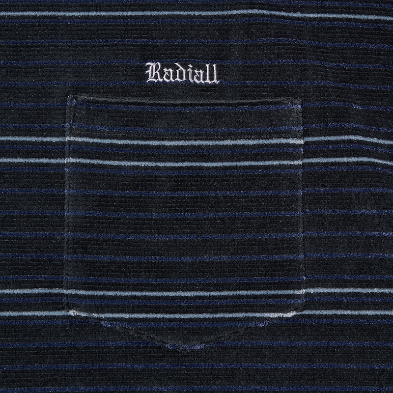 RADIALL L/Sベロアシャツ ブラック 正面 胸ポケット