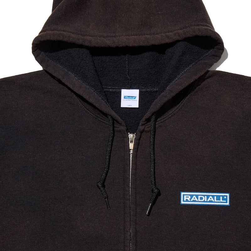 RADIALL ジップパーカー ブラック 正面 クローズアップ