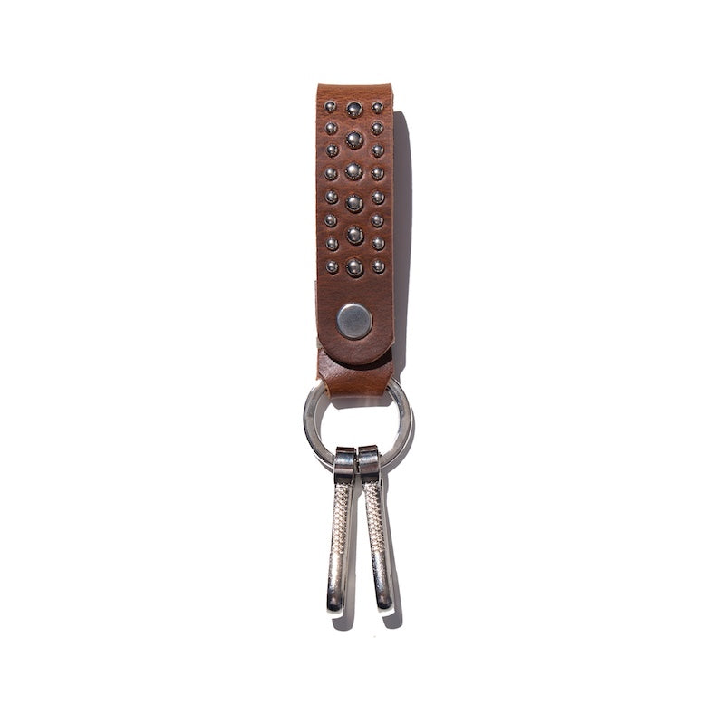 RADIALL キーホルダー RHODES LEATHER KEY HOLDER / STUDS ブラウン 商品画像 正面
