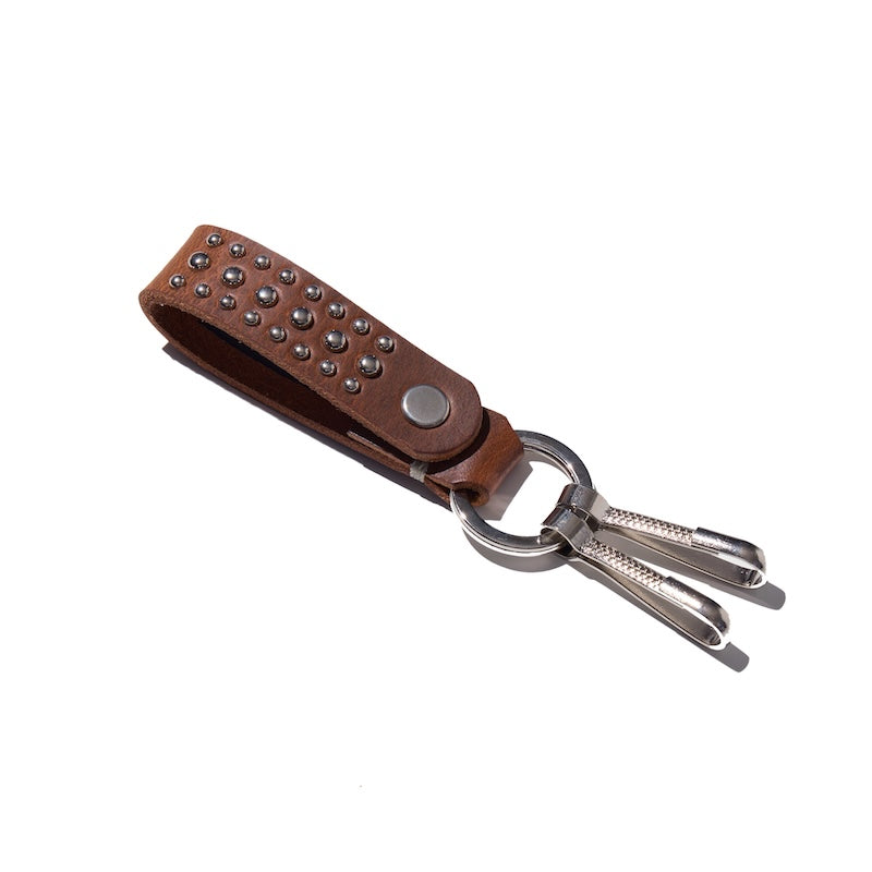 RADIALL キーホルダー RHODES LEATHER KEY HOLDER / STUDS ブラウン 商品画像 斜め