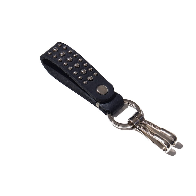 RADIALL キーホルダー RHODES LEATHER KEY HOLDER / STUDS ブラック 商品画像 斜め