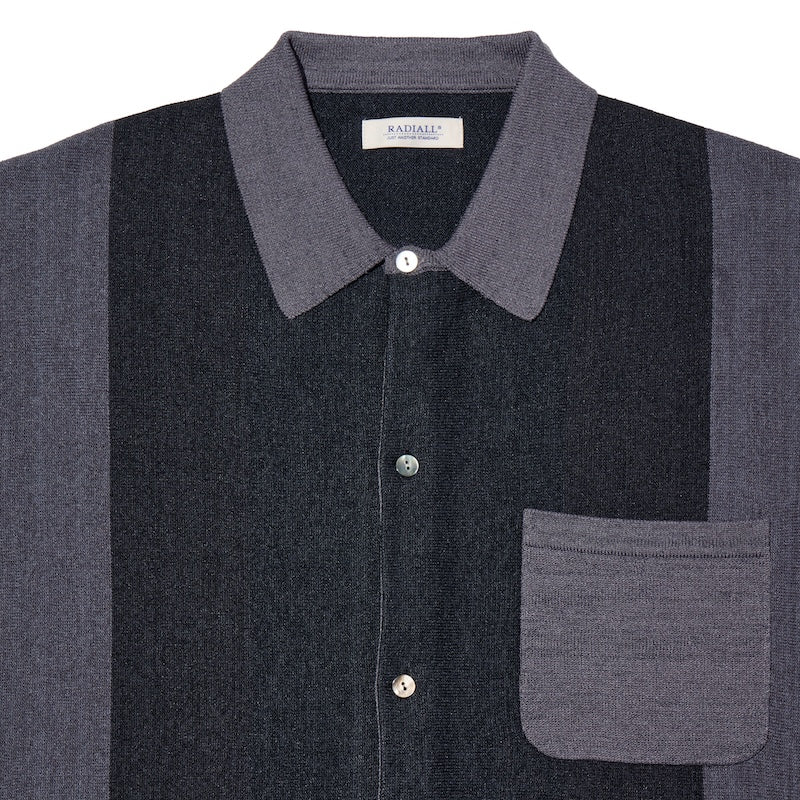 RADIALL S/Sニットシャツ TONE REGULAR COLLARED SWEATER S/S ブラック 商品画像 クローズアップ