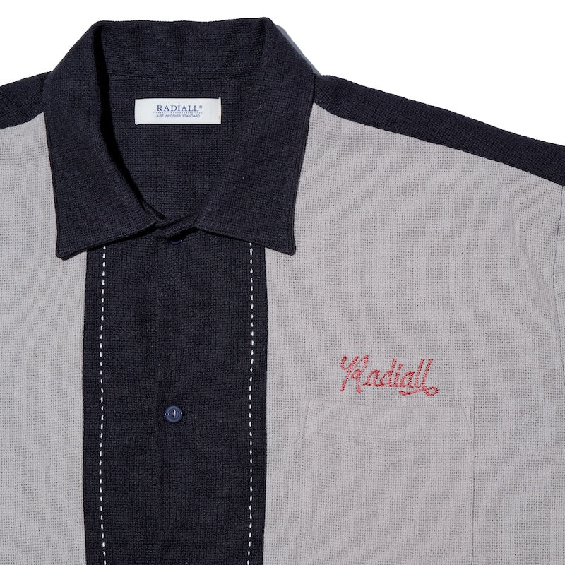 RADIALL S/Sシャツ FLEETLINE REGULAR COLLARED SHIRT L/S ブラック グレー　商品画像 クローズアップ