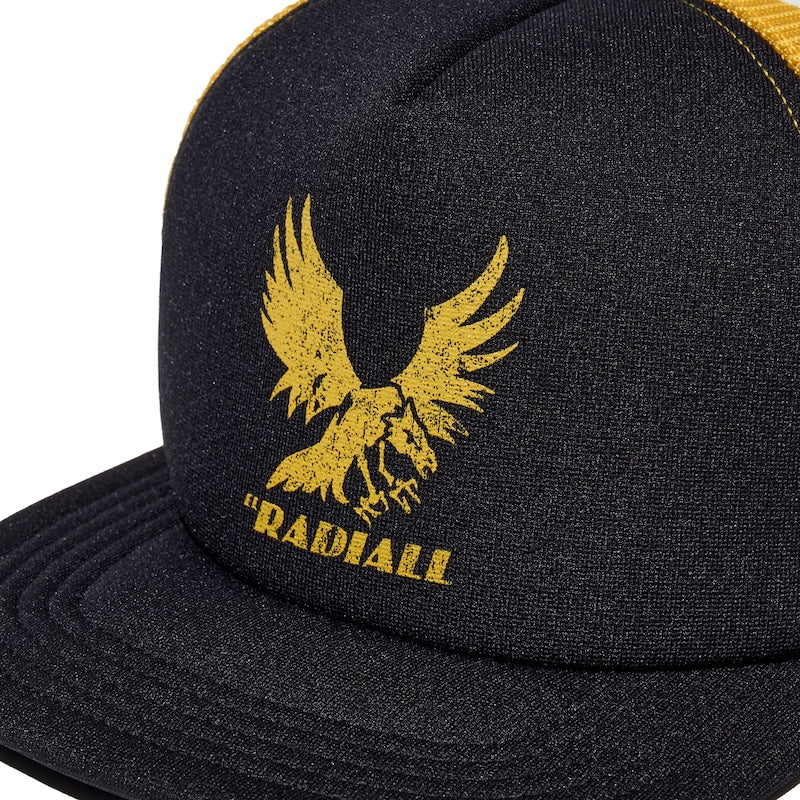 RADIALL キャップ EAGLE TIP TRUCKER MESH CAP ブラック/イエロー 商品画像 グラフィック