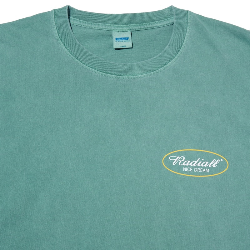 RADIALL Tシャツ OVAL CREW NECK T-SHIRT S/S グリーン 商品画像 正面 クローズアップ