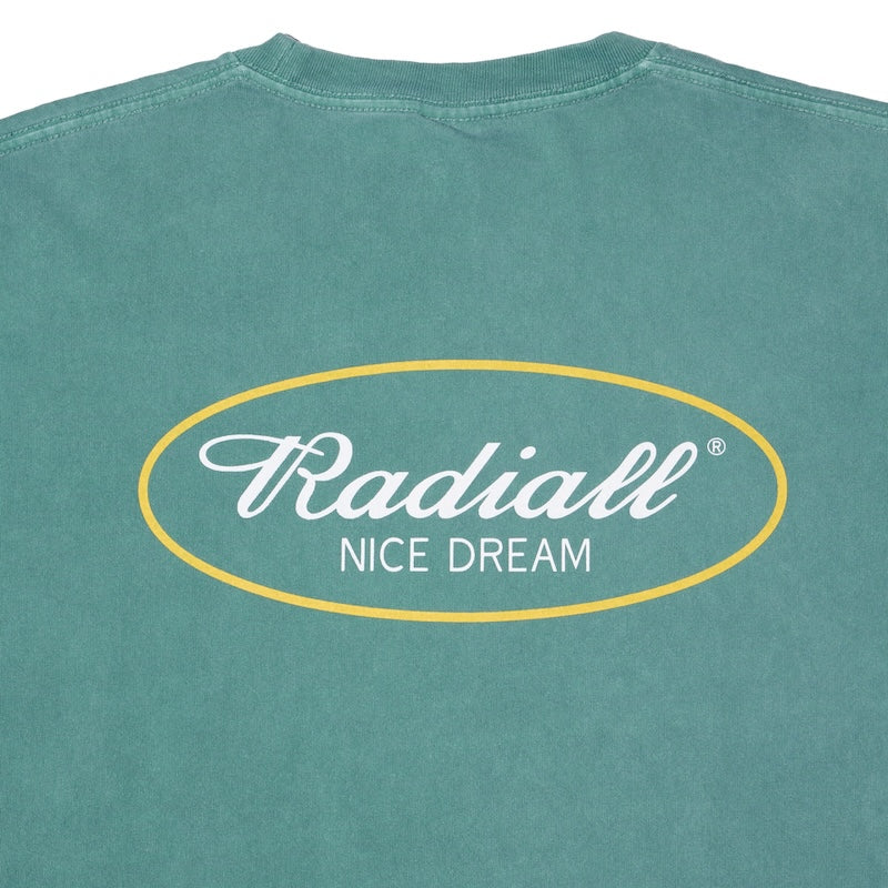 RADIALL Tシャツ OVAL CREW NECK T-SHIRT S/S グリーン 商品画像 背面 クローズアップ
