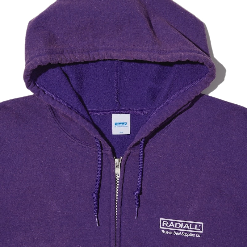 RADIALL ジップパーカー SUPPLY ZIP UP HOODIE パープル 商品画像 フロント クローズアップ