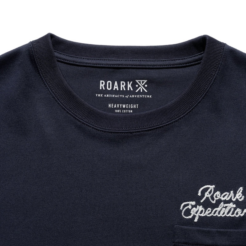 ROARK L/STシャツ EXPEDITIONS 14oz H/W L/S TEE ネイビー 商品画像 首元