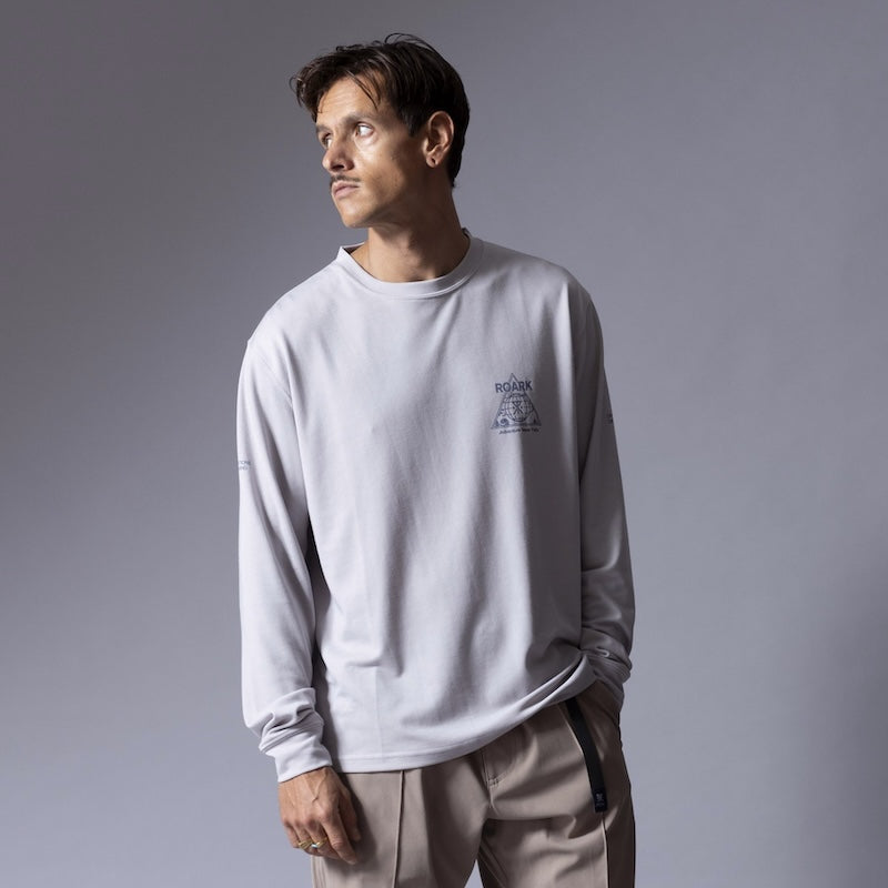 ROARK L/STシャツ TRIANGULAR L/S Dri-Release TEE グレー着用画像 正面