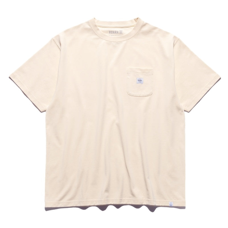 ROARK Tシャツ LABEL POCKET FINE TECH DRY TEE ナチュラル 商品画像 正面