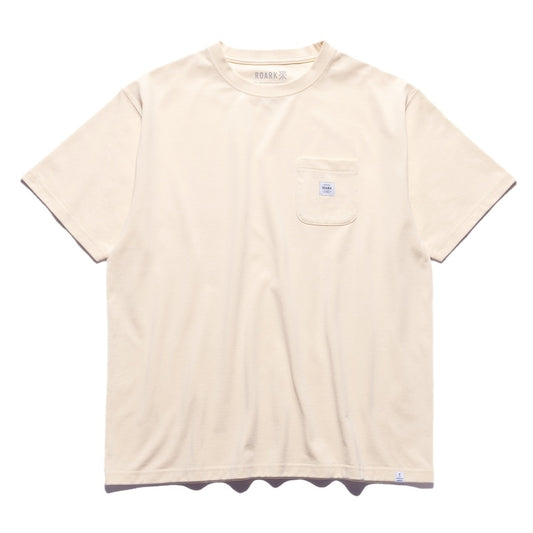 ROARK Tシャツ LABEL POCKET FINE TECH DRY TEE ナチュラル 商品画像 正面