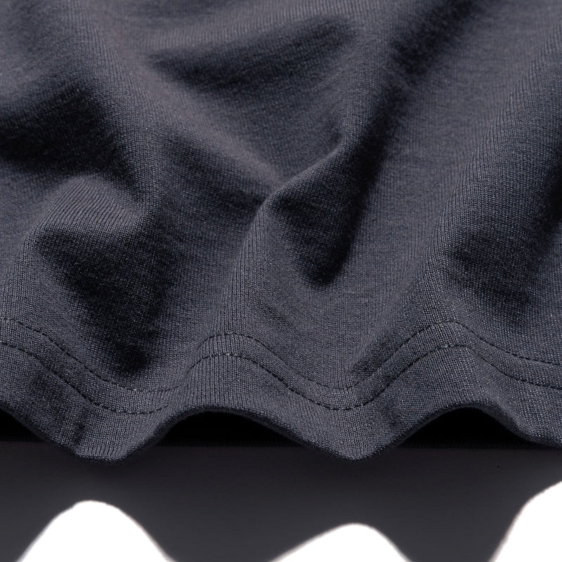 ROARK Tシャツ LABEL POCKET FINE TECH DRY TEE チャコール 商品画像 生地感