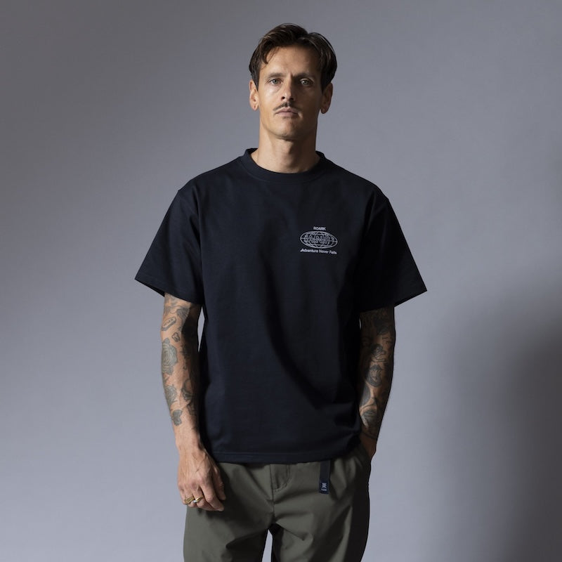 ROARK Tシャツ ANF FINE TECH DRY TEE ブラック 着用画像 正面