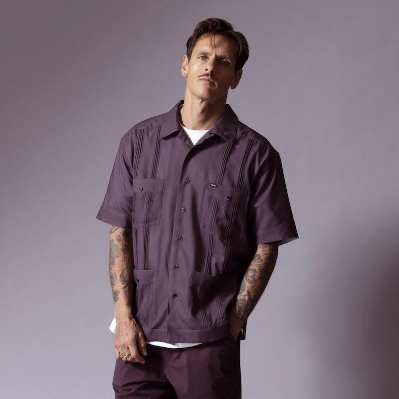 ROARK S/Sシャツ GONZO CUBA S/S バーガンディ 着用画像 正面