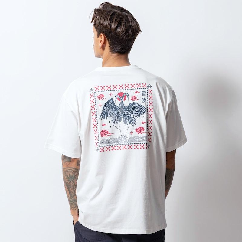 ROARK Tシャツ CRANE S/S TEE ホワイト 着用画像 背面