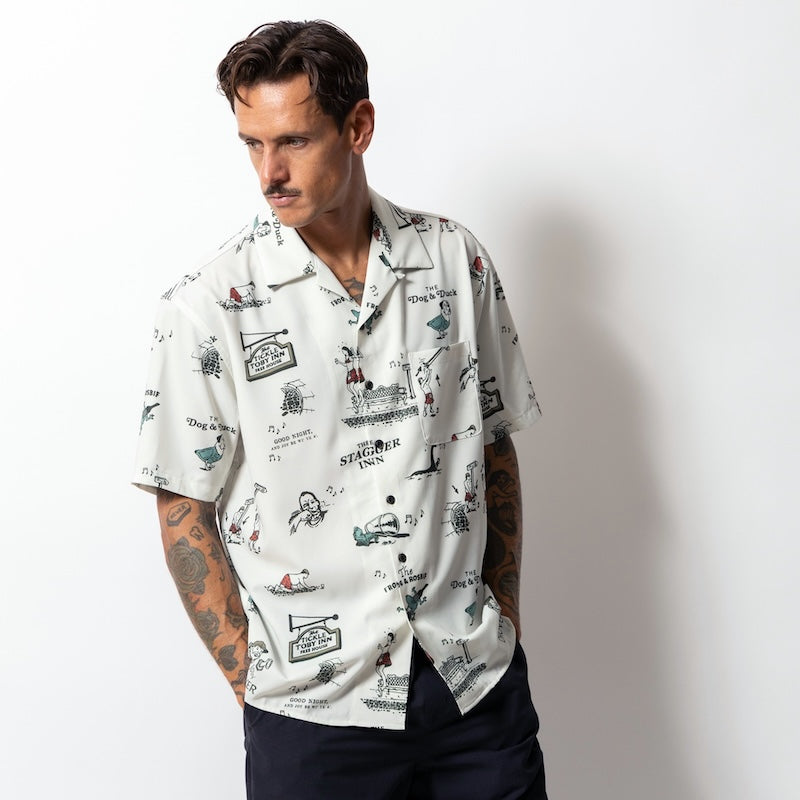 ROARK S/Sシャツ CHARMED CIRCLE GONZO S/S SHIRTS ホワイト 着用画像 正面 2