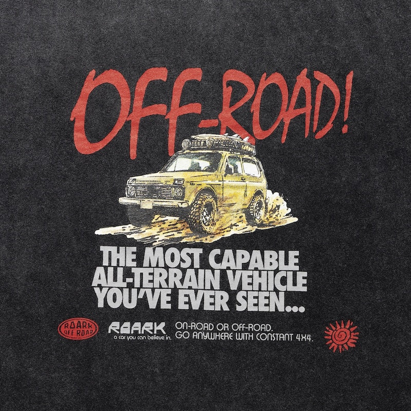 ROARK L/STシャツ OFF ROAD WELL WORN L/S TEE ブラック 商品画像 フロントプリント