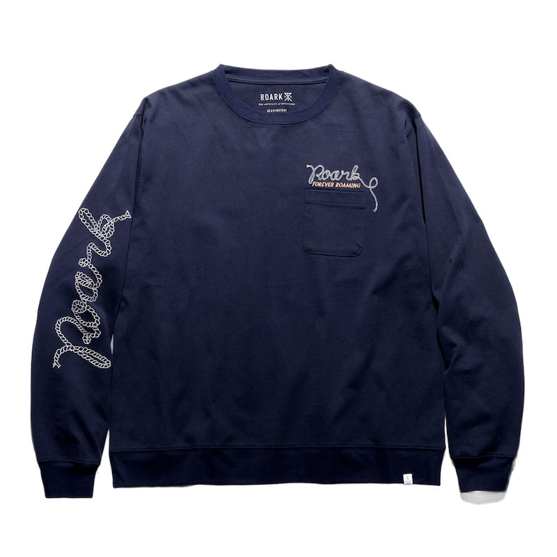 ROARK L/STシャツ ROAMING 14oz H/W L/S TEE ネイビー 商品画像 正面