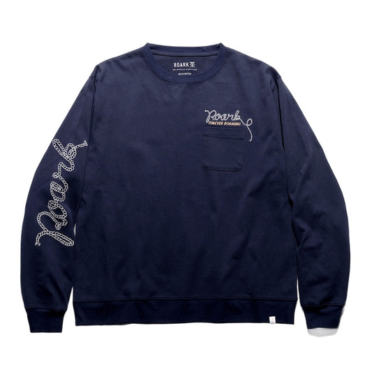 ROARK L/STシャツ ROAMING 14oz H/W L/S TEE ネイビー 商品画像 正面