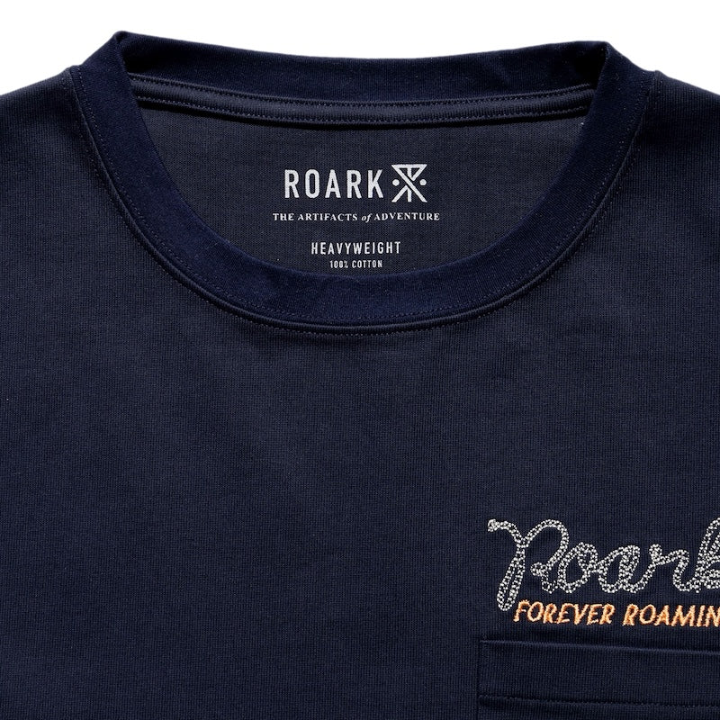 ROARK L/STシャツ ROAMING 14oz H/W L/S TEE ネイビー 商品画像 首元