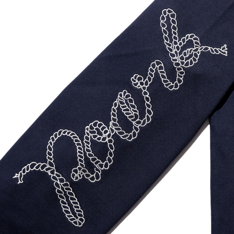ROARK L/STシャツ ROAMING 14oz H/W L/S TEE ネイビー 商品画像 袖プリント