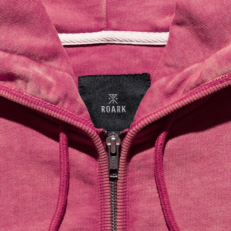 ROARK ジップパーカー SIGN WRITER F/Z HOOD SWEAT (Rusty Red) 商品画像 首元