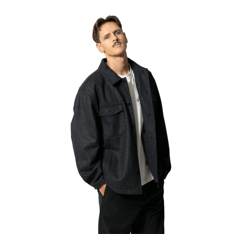 ROARK L/Sシャツ NORDSMAN CPO SHIRT (Jet Black) 着用画像 正面 2