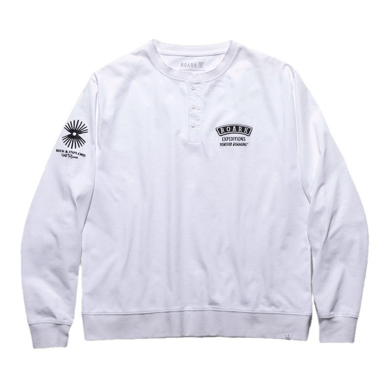 ROARK L/STシャツ ROAMING 14oz H/W HENLY NECK L/S TEE ホワイト 商品画像 正面