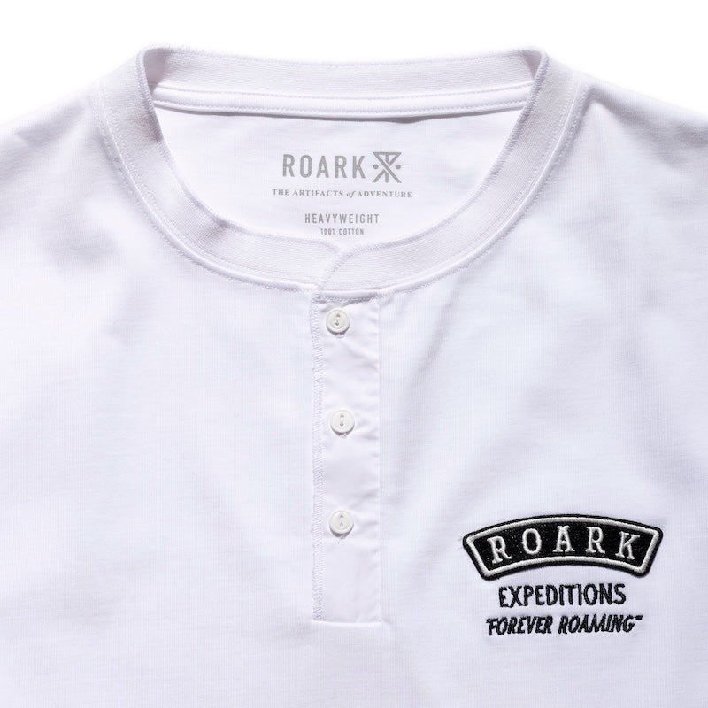 ROARK L/STシャツ ROAMING 14oz H/W HENLY NECK L/S TEE ホワイト 商品画像 首元