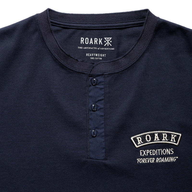 ROARK L/STシャツ ROAMING 14oz H/W HENLY NECK L/S TEE ネイビー 商品画像 首元