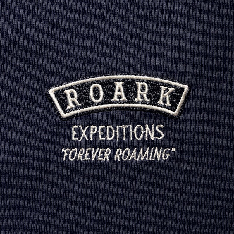 ROARK L/STシャツ ROAMING 14oz H/W HENLY NECK L/S TEE ネイビー 商品画像 フロント刺繍