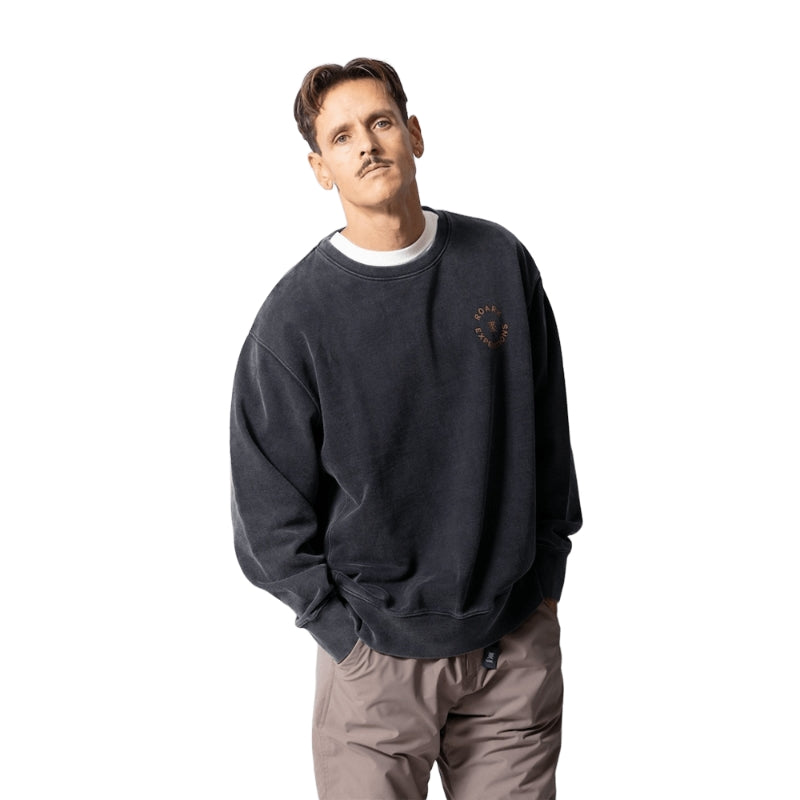 ROARK クルースウェット R.E CREW SWEAT (Black) 着用画像 正面 2