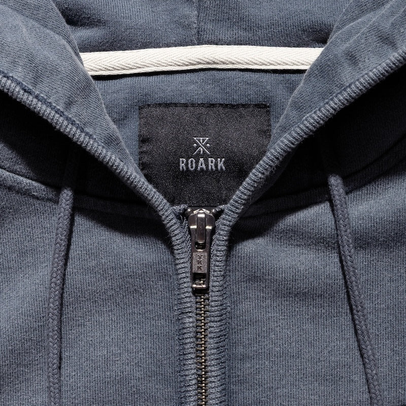 ROARK ジップパーカー ROAMIING F/Z HOOD SWEAT (Desert Navy) 商品画像 首元