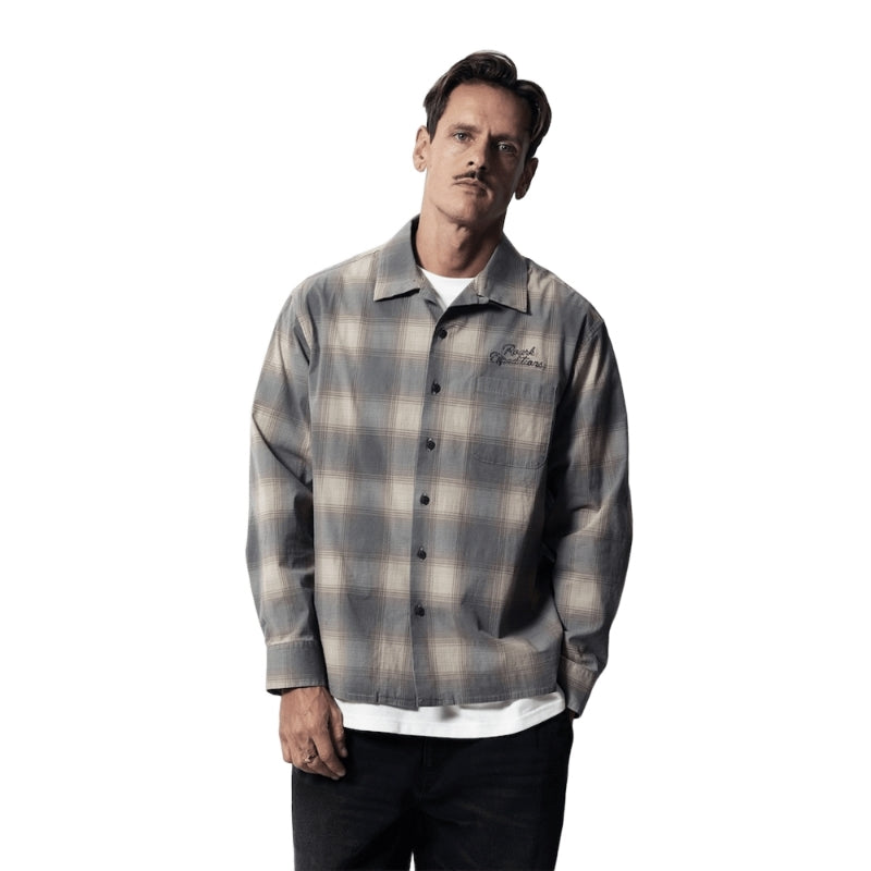 ROARK L/Sシャツ WILDCAMP LS SHIRT (Faded Brown) 着用画像 正面 1