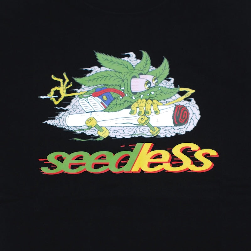 seedleSs Tシャツ SD SKATELEAFMONSTER S/S TEE ブラック 商品画像 フロントプリント