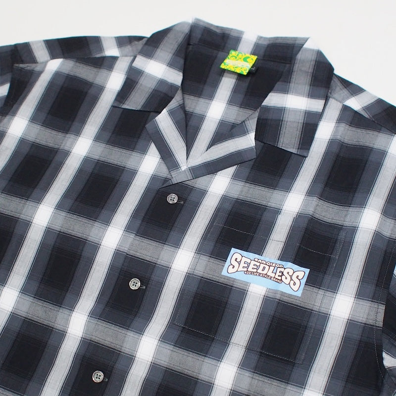 seedleSs S/Sシャツ SD COLORS RADIALL LOGO S/S CHECK SHIRT ブラック 商品画像 正面 クローズアップ