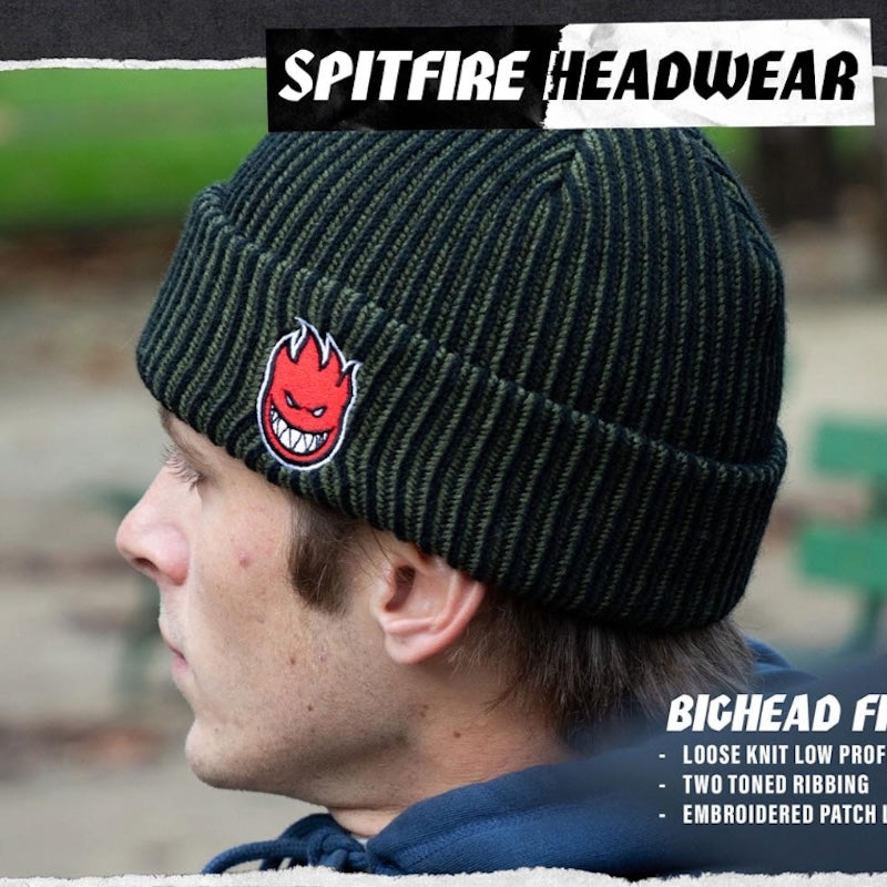 SPITFIRE ビーニー BIGHEAD FILL CUFF BEANIE オリーブ/ブラック 着用画像