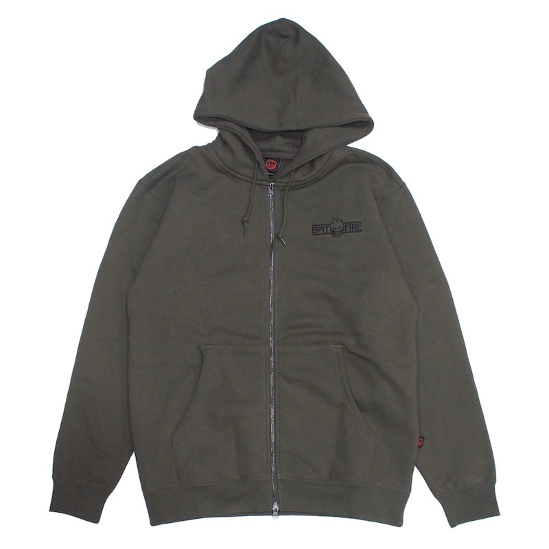 SPITFIRE パーカー LTB ARCH HEAVYWEIGHT ZIP UP HOODIE オリーブ 商品画像 正面