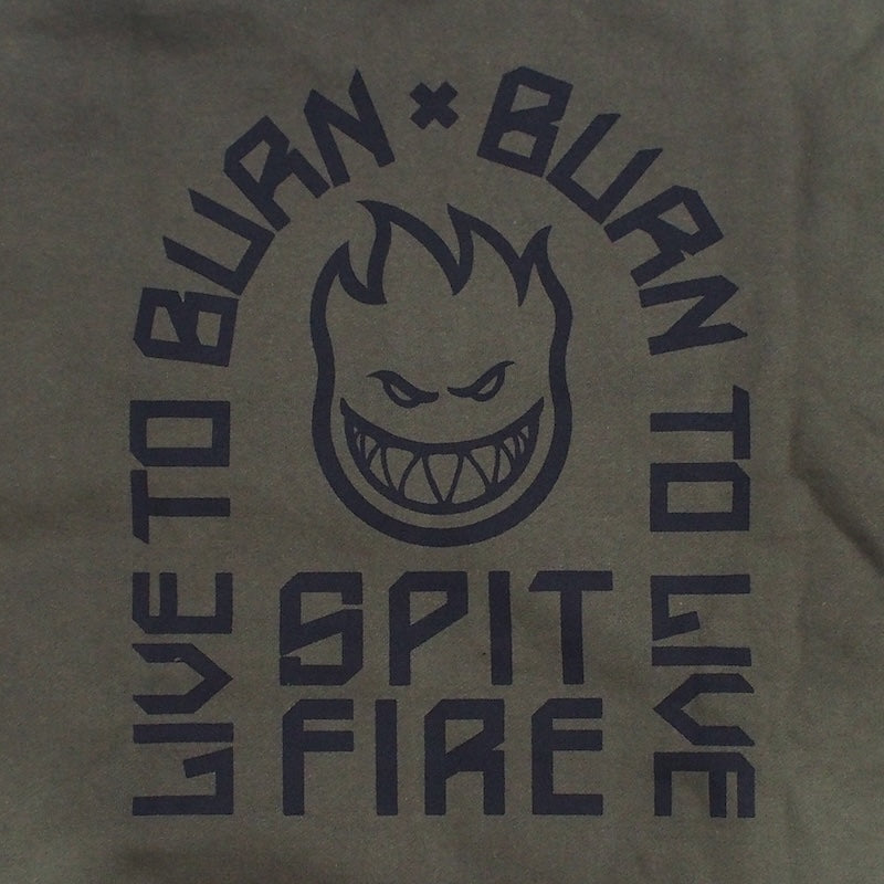 SPITFIRE パーカー LTB ARCH HEAVYWEIGHT ZIP UP HOODIE オリーブ 商品画像 バックプリント