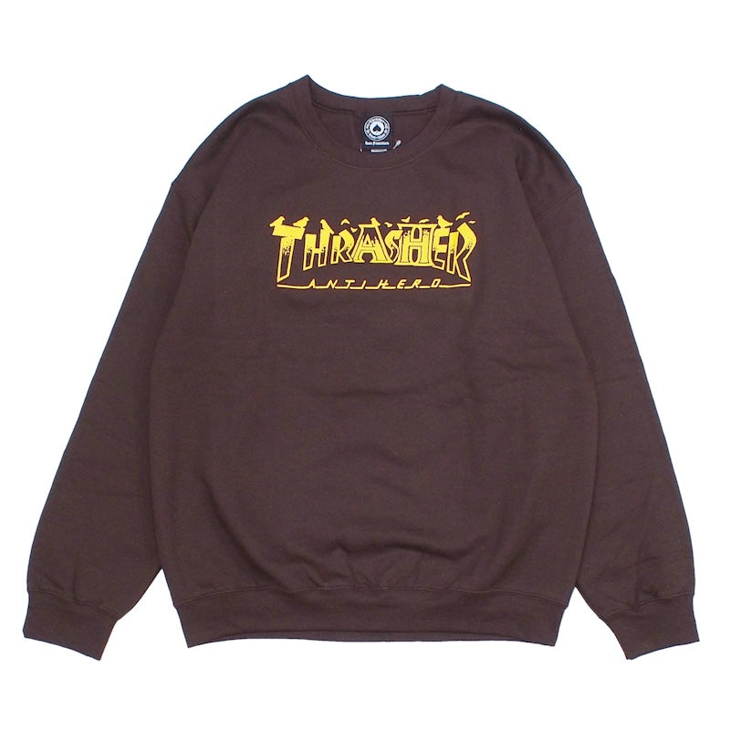 THRASHER x ANTI HERO　クルースウェット　"PIGEON MAG CREW SWEAT"　(Dark Chocolate)