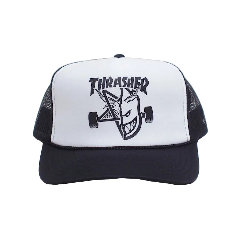 THRASHER x SPITFIRE コラボメッシュキャップ ブラック 正面