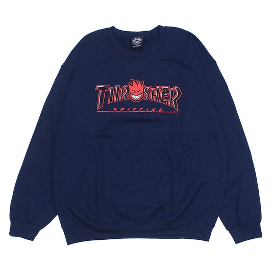 THRASHER x SPITFIRE コラボクルーネックスウェット ネイビー 正面