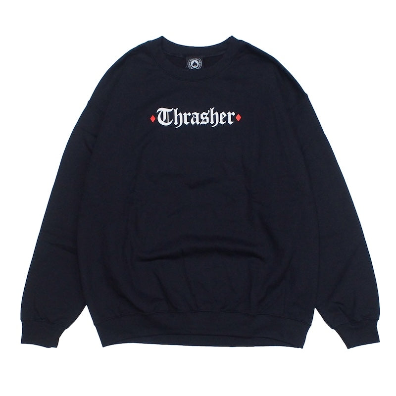 THRASHER x SPITFIRE コラボクルーネックスウェット ブラック 正面