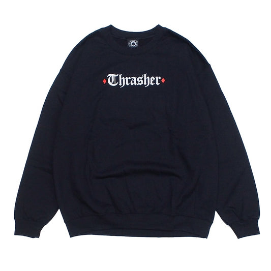 THRASHER x SPITFIRE コラボクルーネックスウェット ブラック 正面