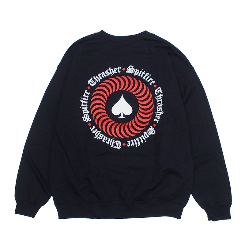 THRASHER x SPITFIRE コラボクルーネックスウェット ブラック 背面
