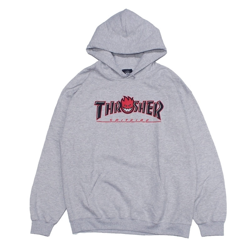THRASHER x SPITFIRE　パーカー　"BIG HEAD OUTLINE HOODIE"　(Ash)