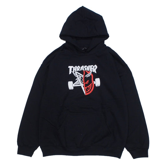 THRASHER x SPITFIRE コラボフードスウェット ブラック 正面